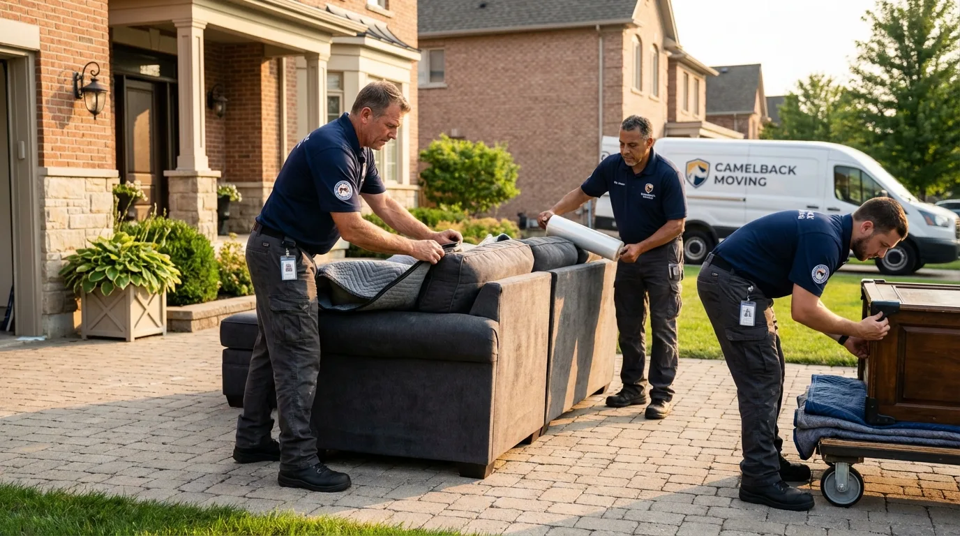 Large estate moving crew wrapping furniture in Watseka, IL